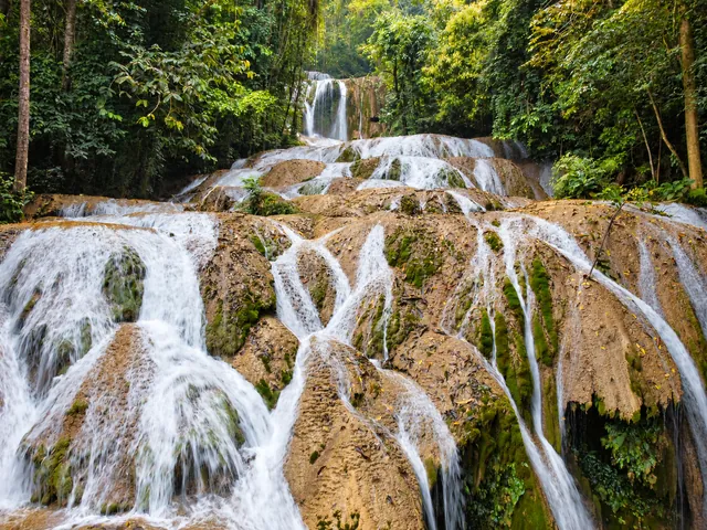 Terraced cascades at Saluopa Waterfall